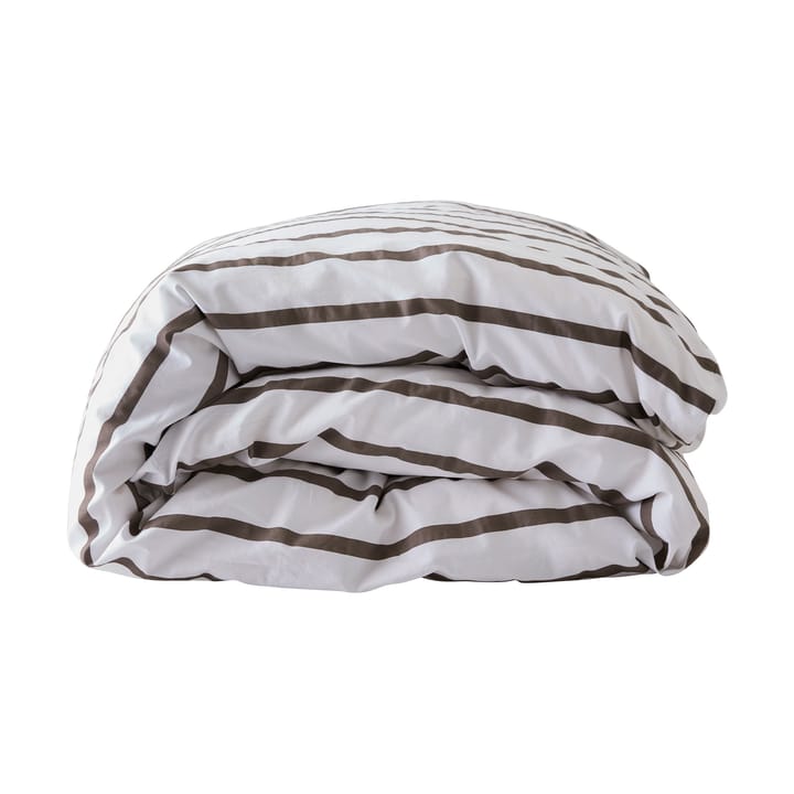 Housse de couette rayée Tell Me More en coton - Taupe, 220x220 cm - Tell Me More
