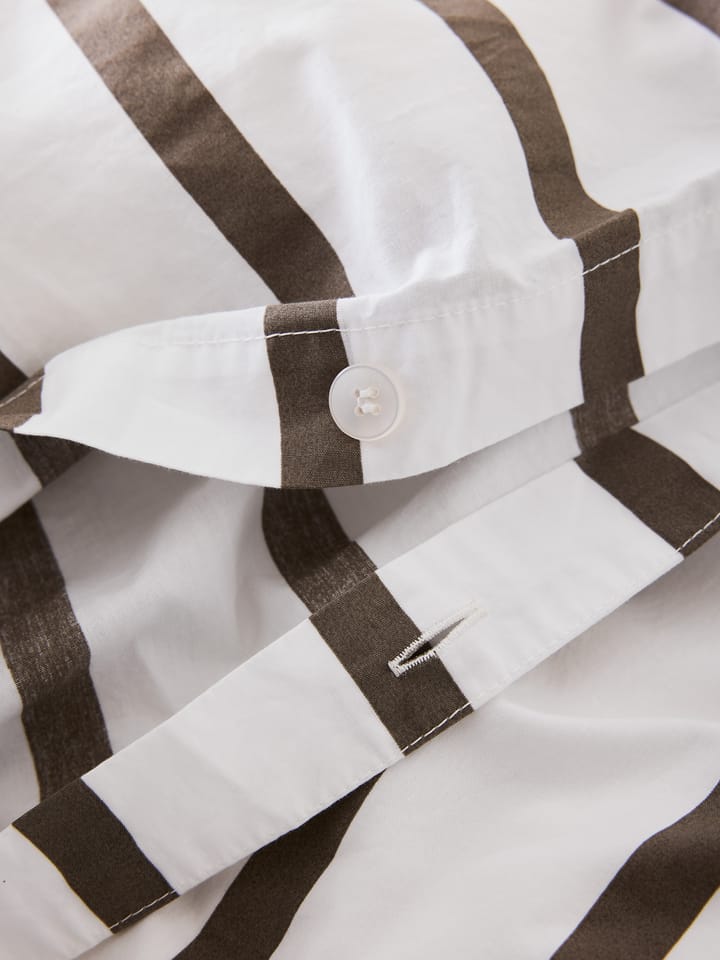 Housse de couette rayée Tell Me More en coton, Taupe, 220x220 cm Tell Me More
