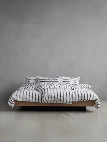 Housse de couette rayée Tell Me More en coton - Taupe, 220x220 cm - Tell Me More