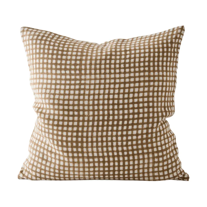 Housse de coussin Edith - Imprimé block marron, 50x50 cm - Tell Me More