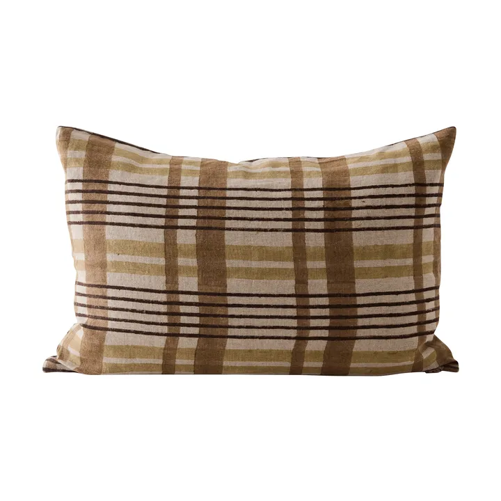 Housse de coussin Nico - Imprimé bloc marron, 40x60 cm - Tell Me More