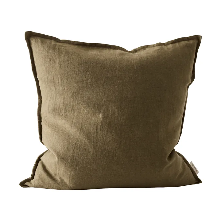 Housse de coussin Washed linen 50x50cm - Vert olive foncé - Tell Me More