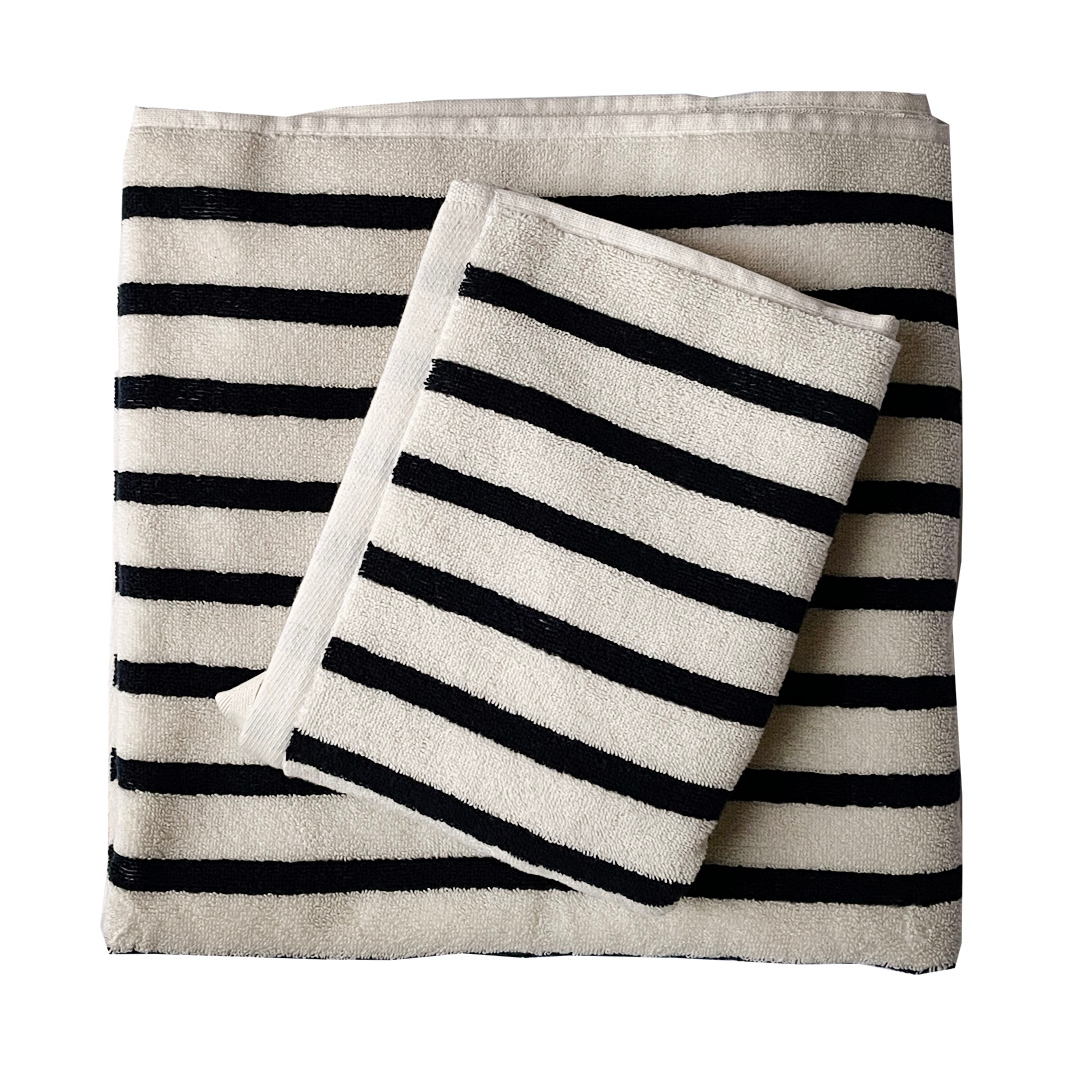 Tell Me More Serviette Bonnie 50x70 cm Noir | Design Scandinave | Serviettes de bain | Noir