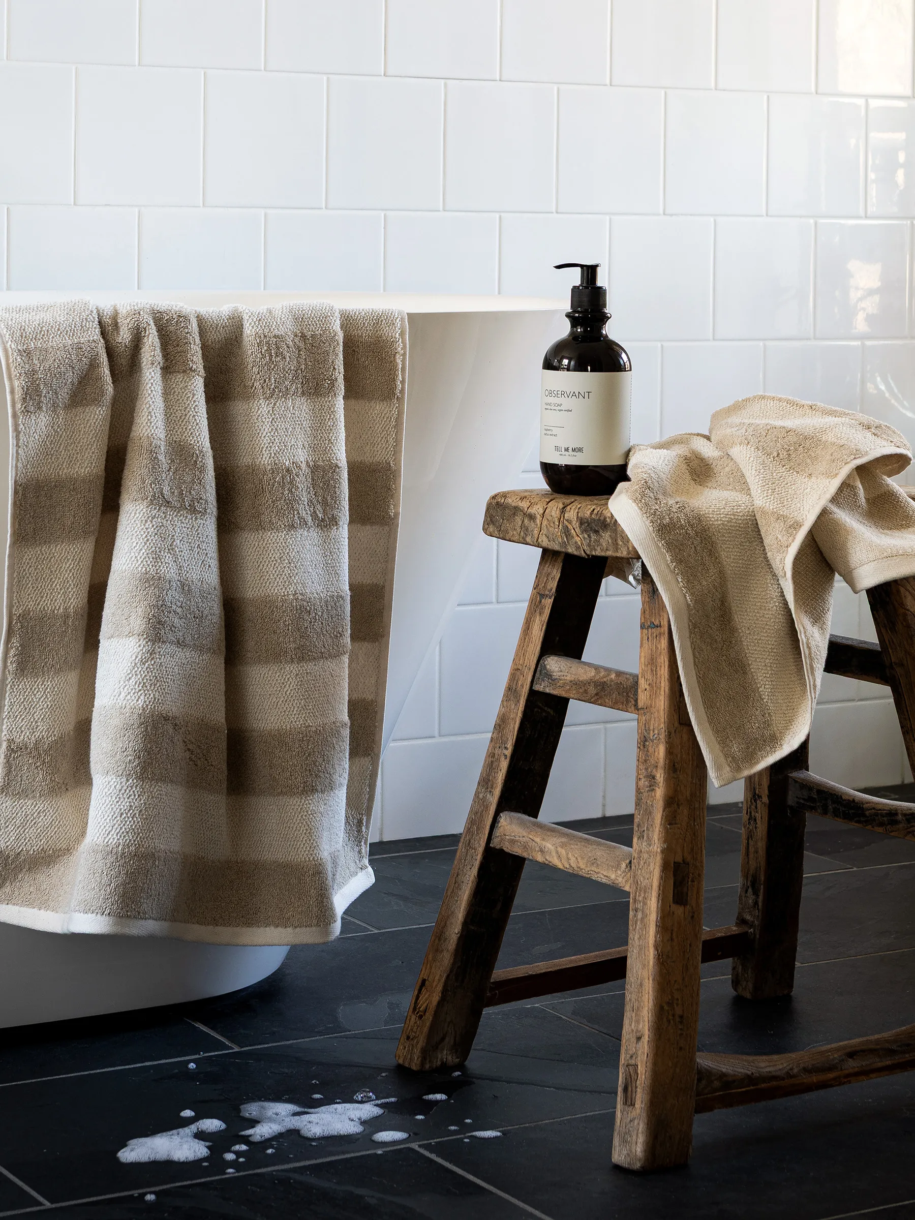 Serviette de bain Cleo 70x140 cm, Beige Tell Me More