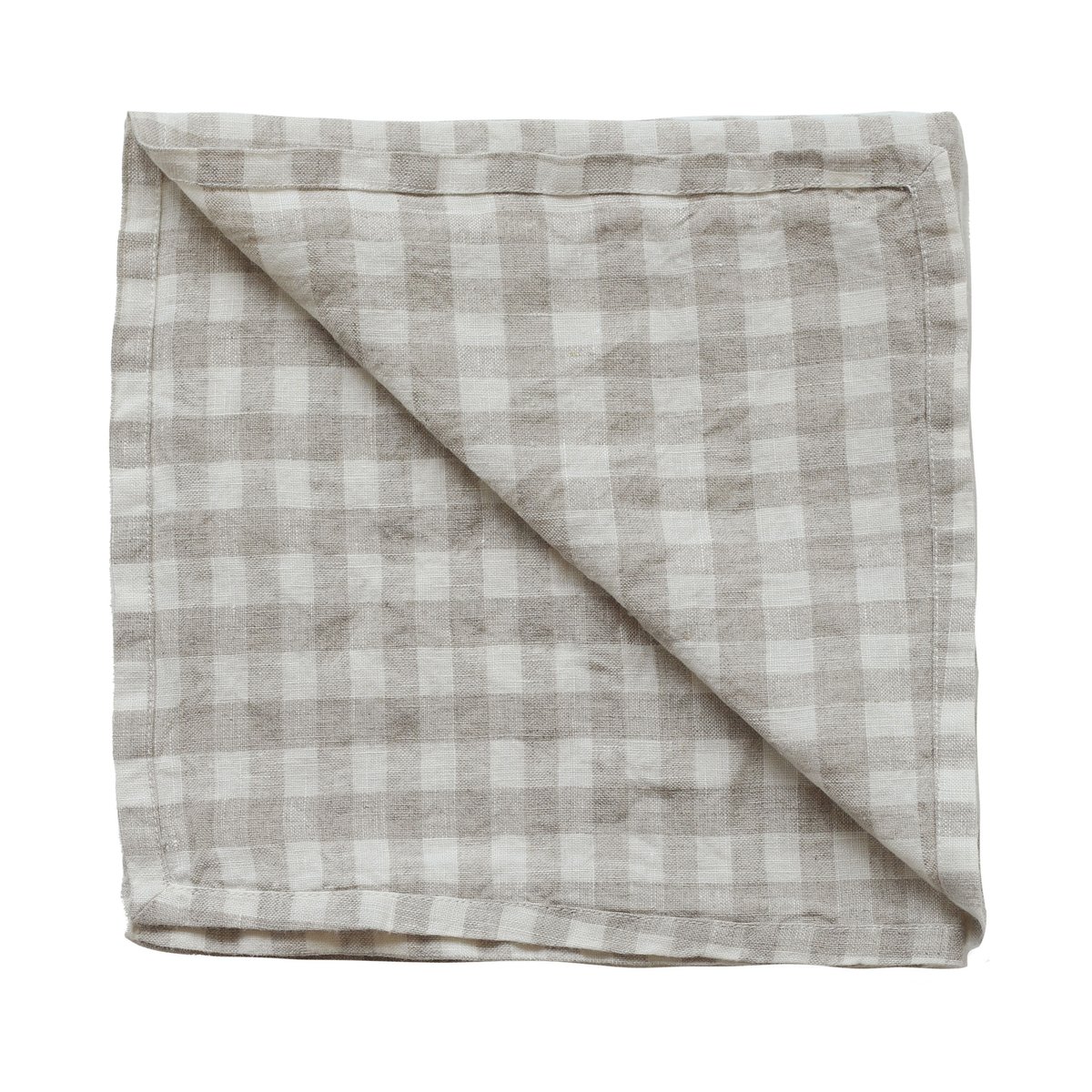 Tell Me More Serviette de table en lin à carreaux Gingham 45x45 cm Naturel