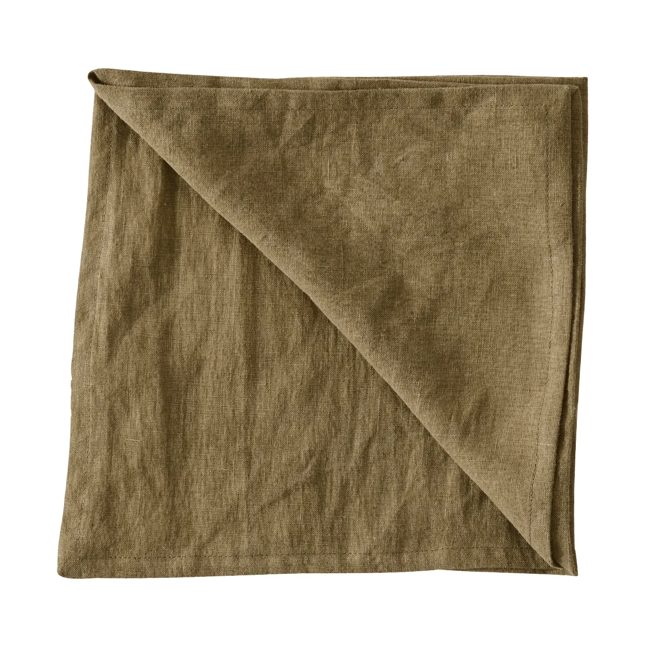 Serviette de table Washed linen, Vert olive foncé Tell Me More