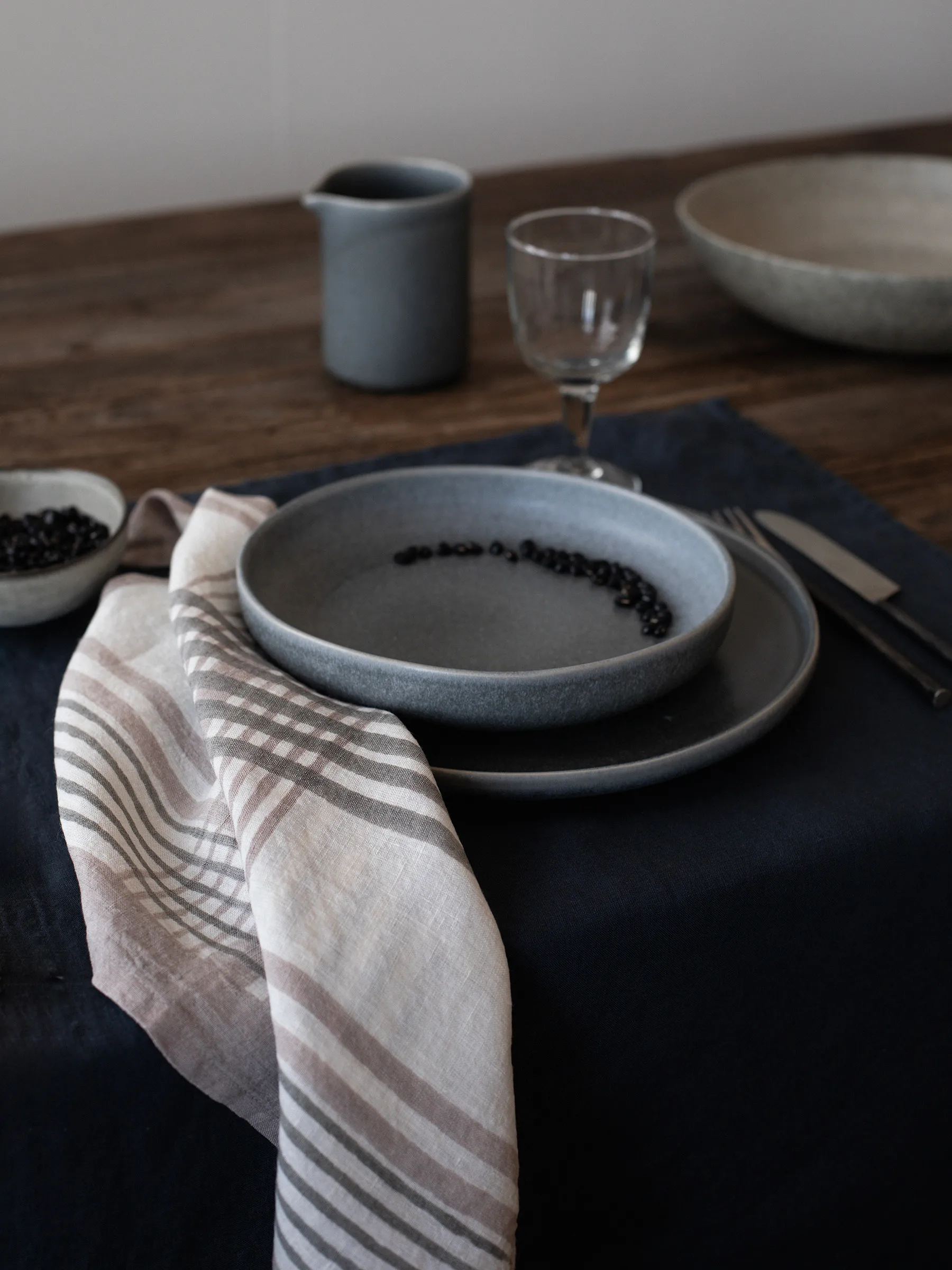 Serviette Ella 50x50 cm, Gris à carreaux Tell Me More