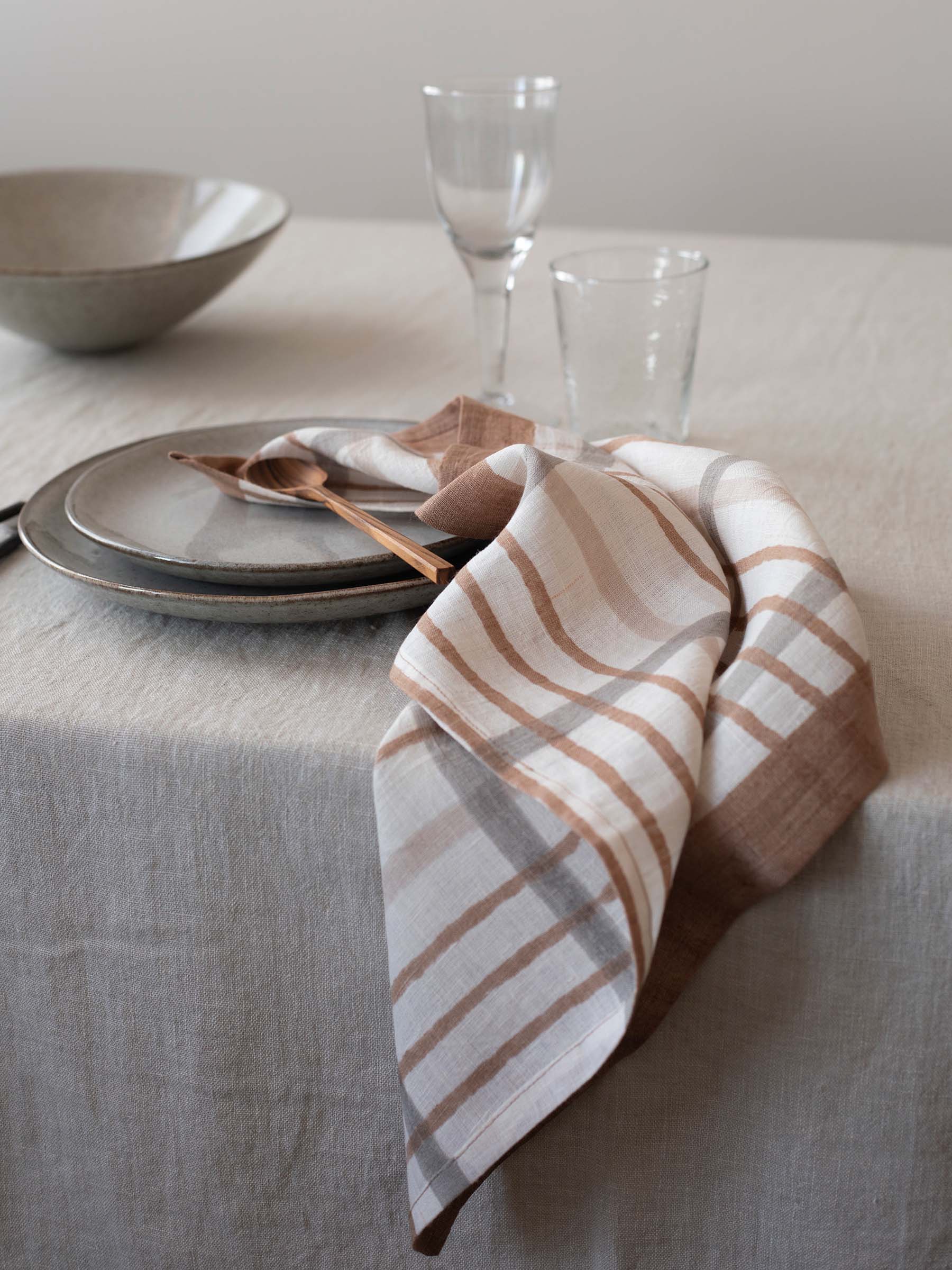 Serviette Ella 50x50 cm, Hazelnut checkered Tell Me More
