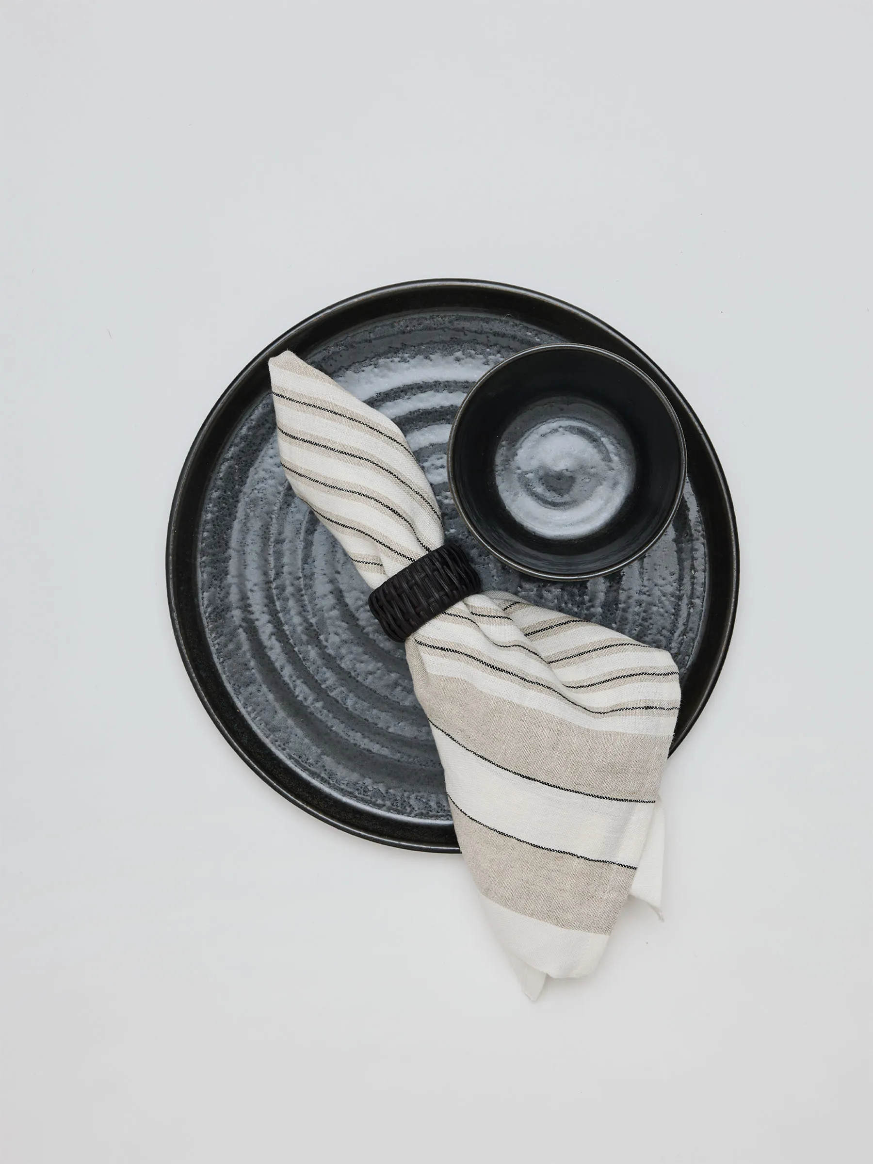 Serviette en lin Noah 50x50 cm, Beige stripe Tell Me More