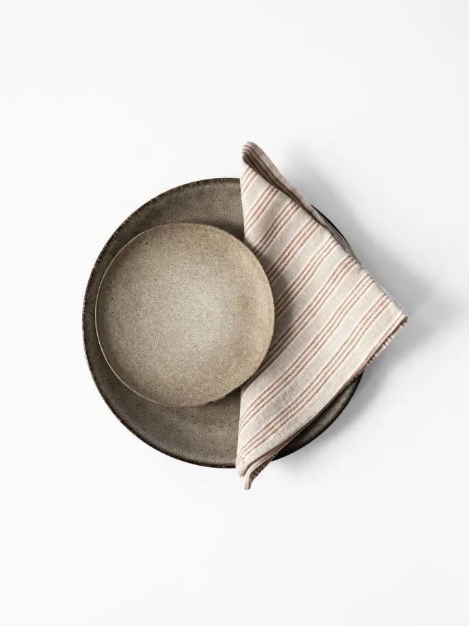 Serviette Washed linen, Rayure de noisette Tell Me More