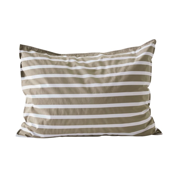 Taie d’oreiller rayée Tell Me More en coton - Olive, 50x60 cm - Tell Me More