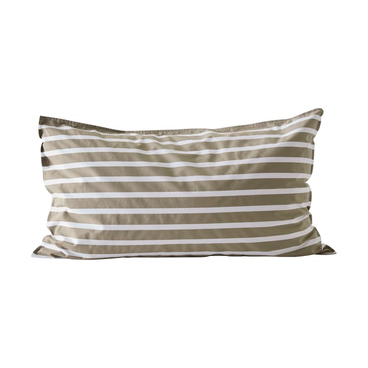 Taie d’oreiller rayée Tell Me More en coton - Olive, 50x90 cm - Tell Me More