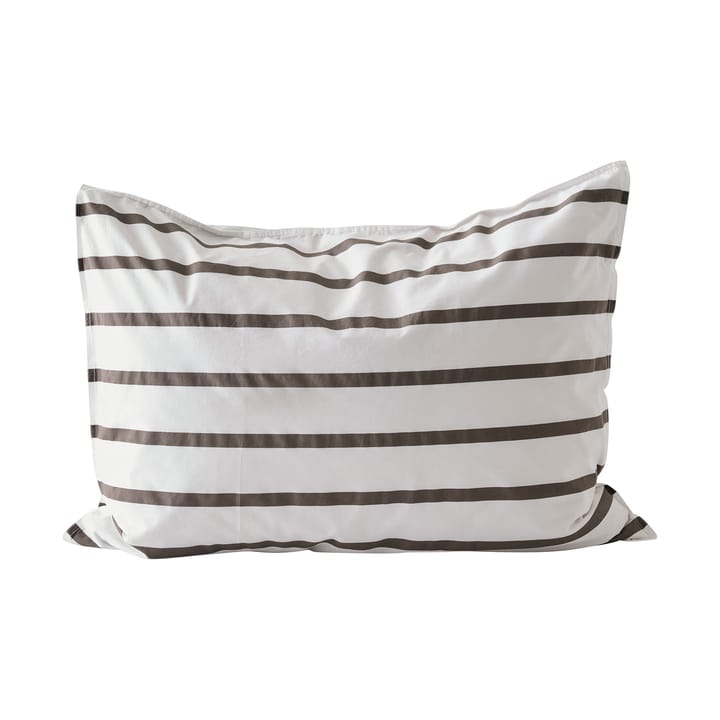 Taie d’oreiller rayée Tell Me More en coton - Taupe, 50x60 cm - Tell Me More