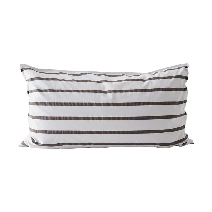 Taie d’oreiller rayée Tell Me More en coton - Taupe, 50x90 cm - Tell Me More