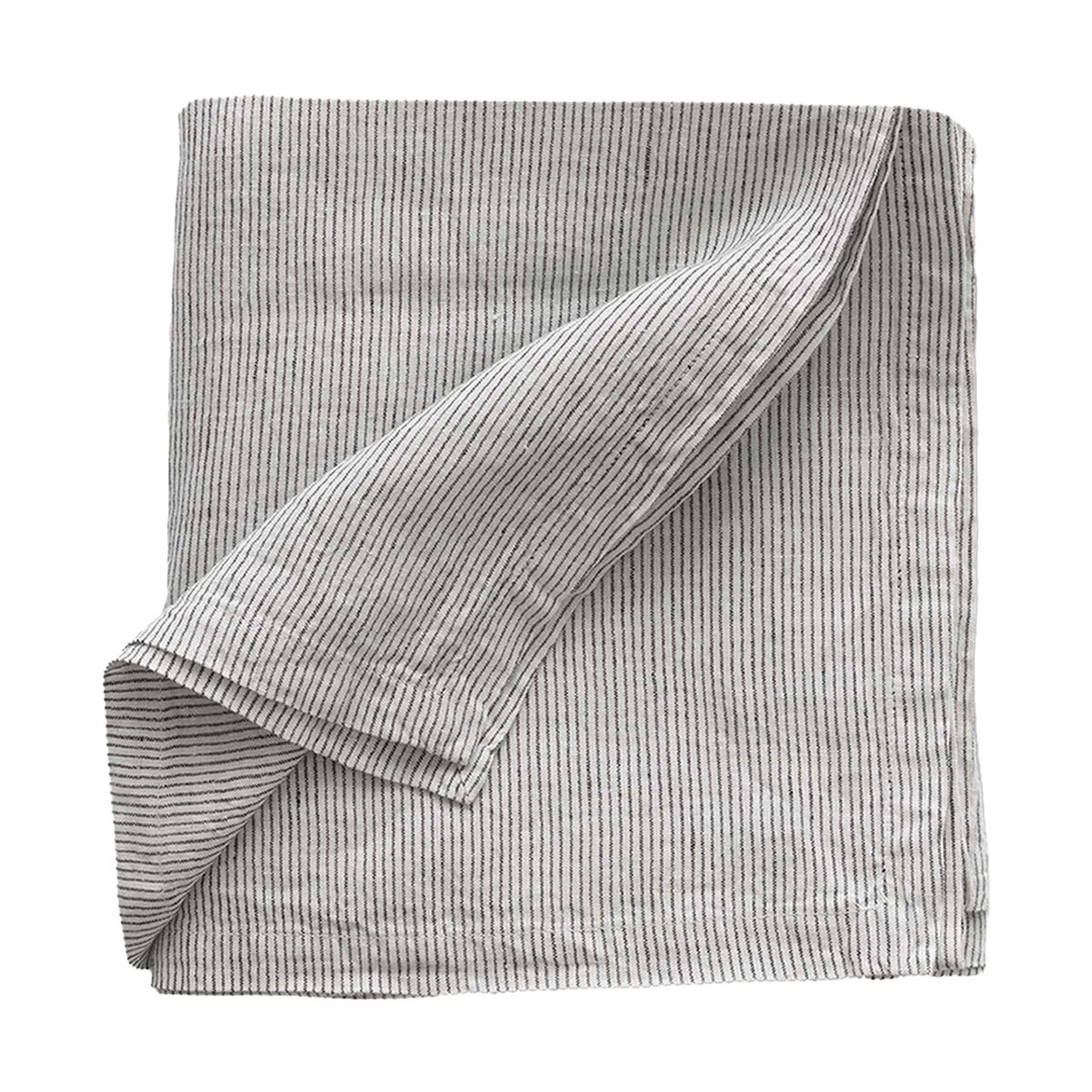 Tell Me More nappe en lin 145x145 cm Pinstripe | Design Scandinave | Nappes | Noir