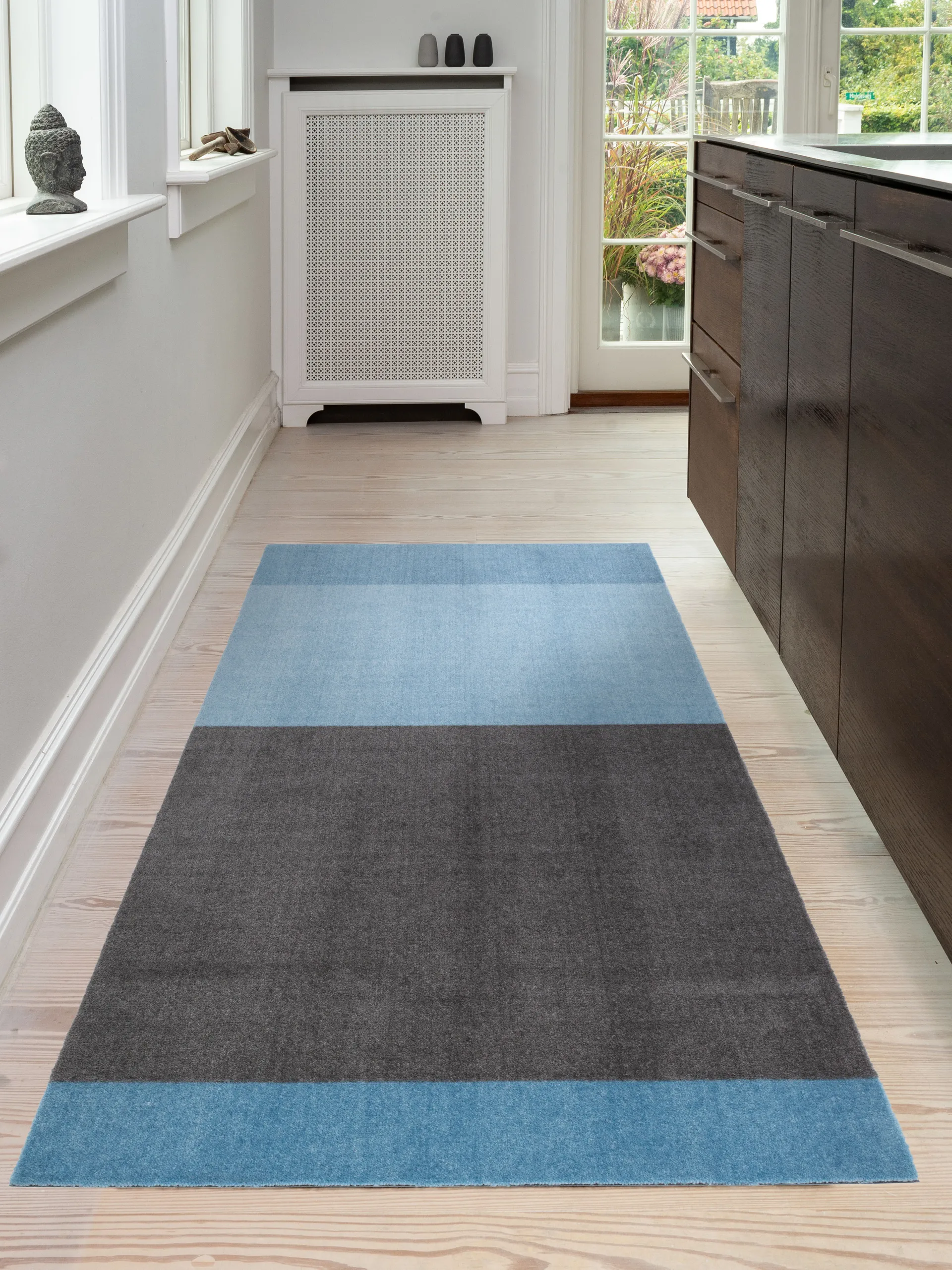Stripes by tica tapis de couloir horizontal, Blue-steel grey, 90x200 cm tica copenhagen