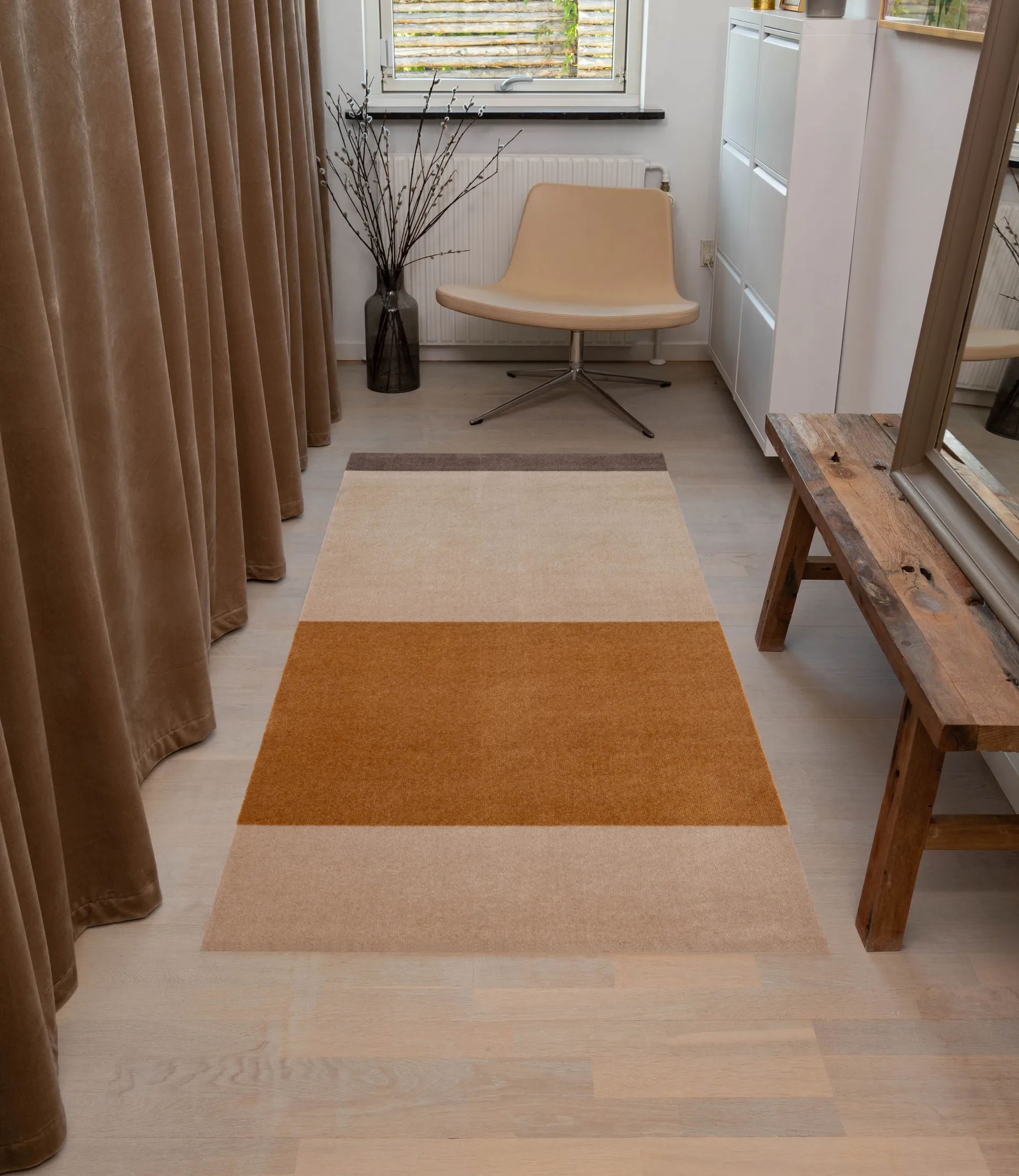 Stripes by tica tapis de couloir horizontal, Ivory-dijon-brown, 90x200 cm tica copenhagen