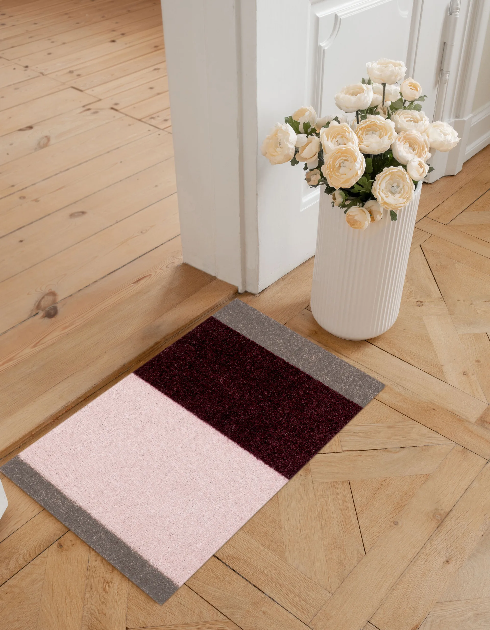 Stripes paillasson horizontal, Bordeaux-rose-sand, 40x60 cm tica copenhagen
