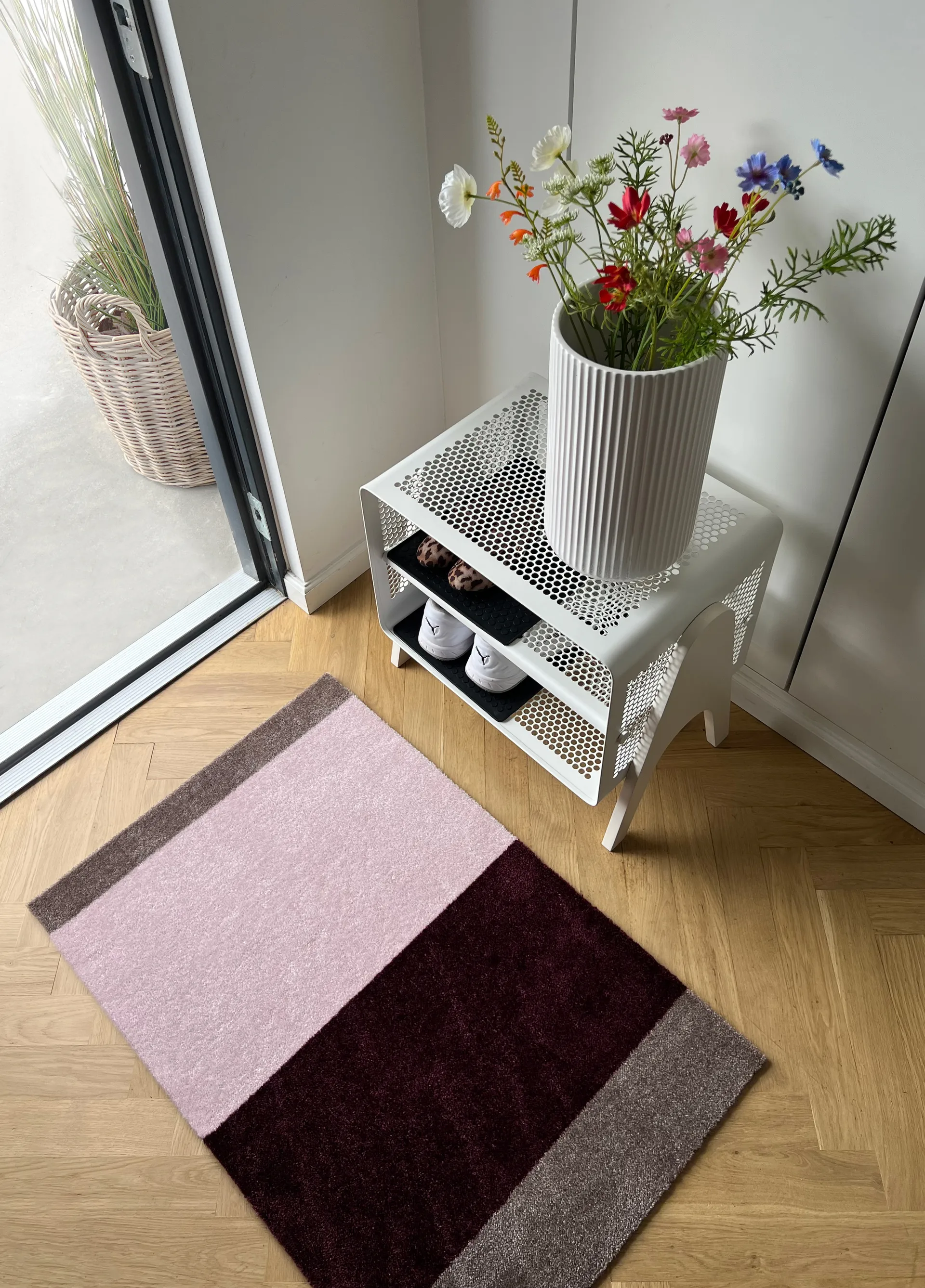 Stripes paillasson horizontal, Bordeaux-rose-sand, 60x90 cm tica copenhagen