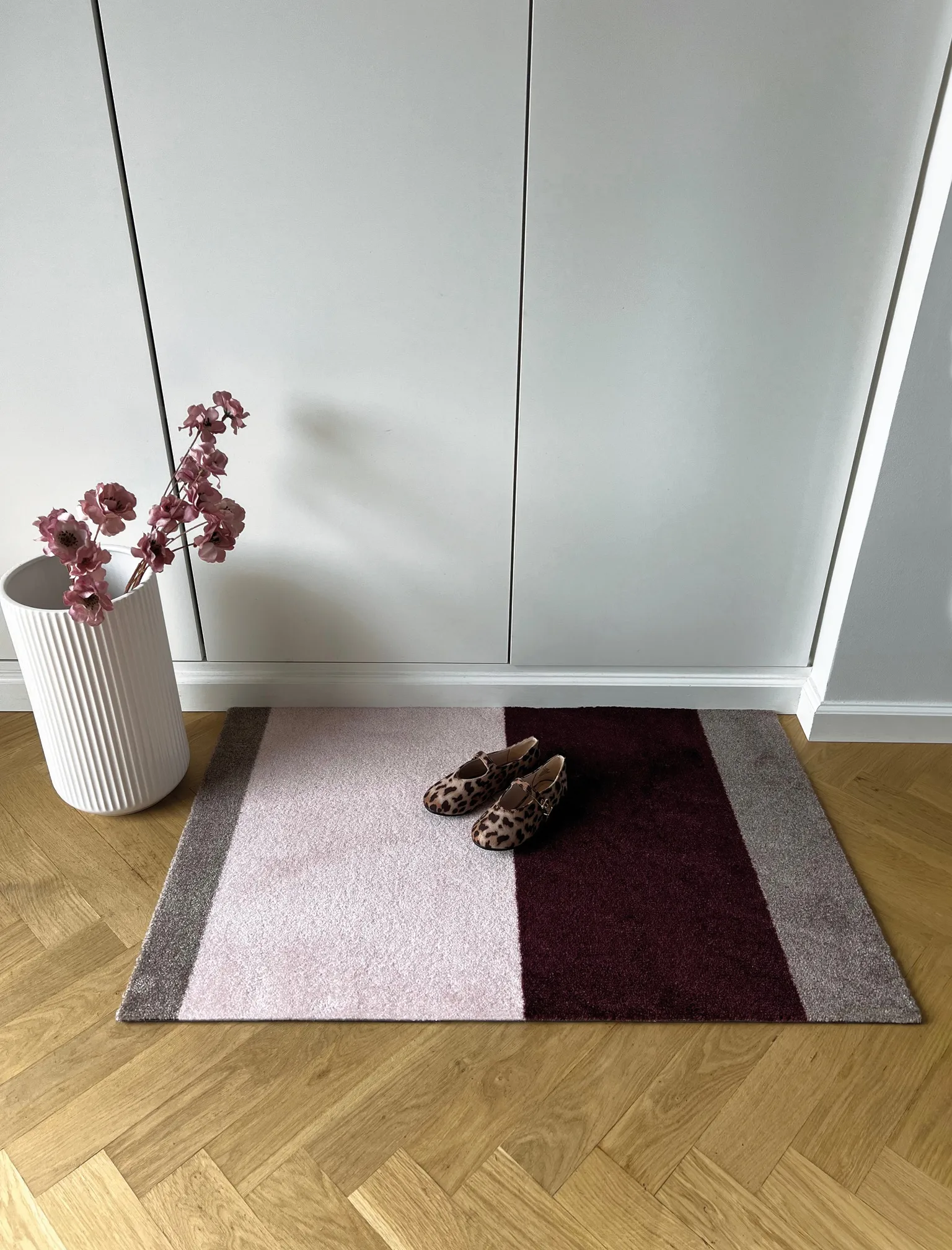 Stripes paillasson horizontal, Bordeaux-rose-sand, 60x90 cm tica copenhagen