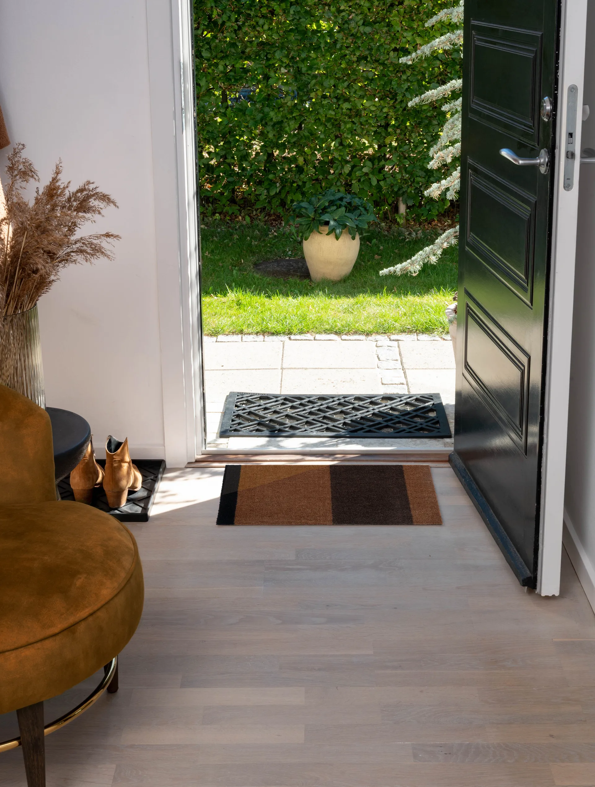 Stripes paillasson horizontal, Cognac-dark brown-black, 40x60 cm tica copenhagen