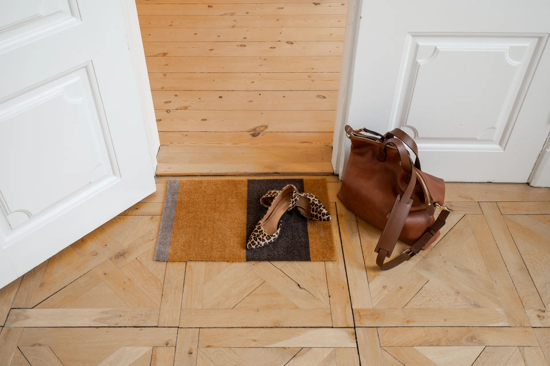 Stripes paillasson horizontal, Dijon-brown-sand, 40x60 cm tica copenhagen