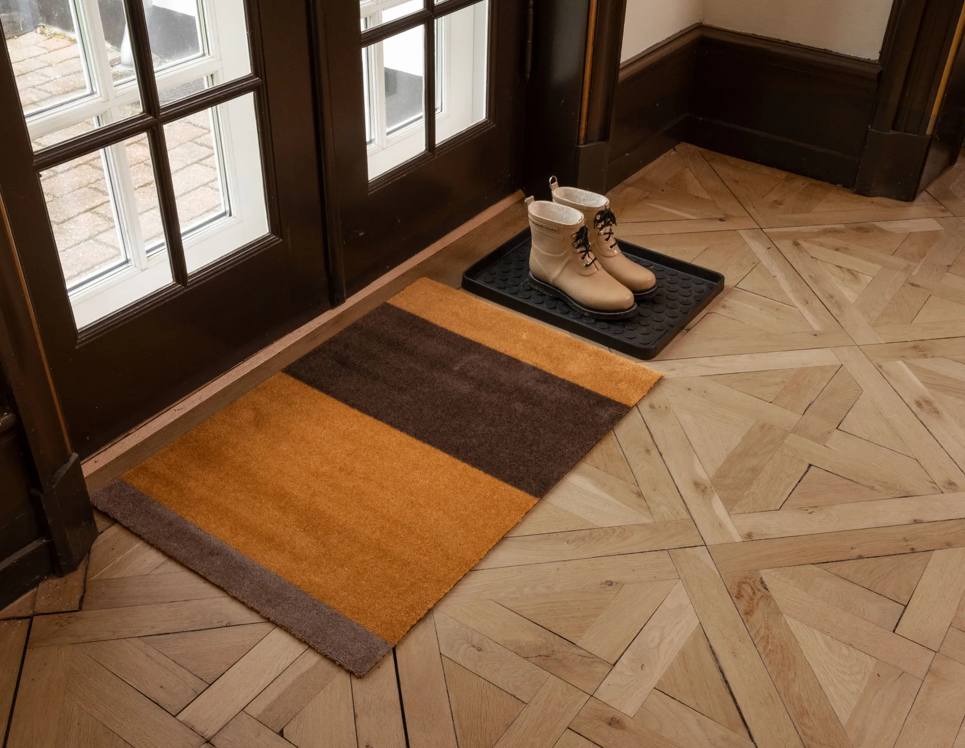 Stripes paillasson horizontal, Dijon-brown-sand, 60x90 cm tica copenhagen