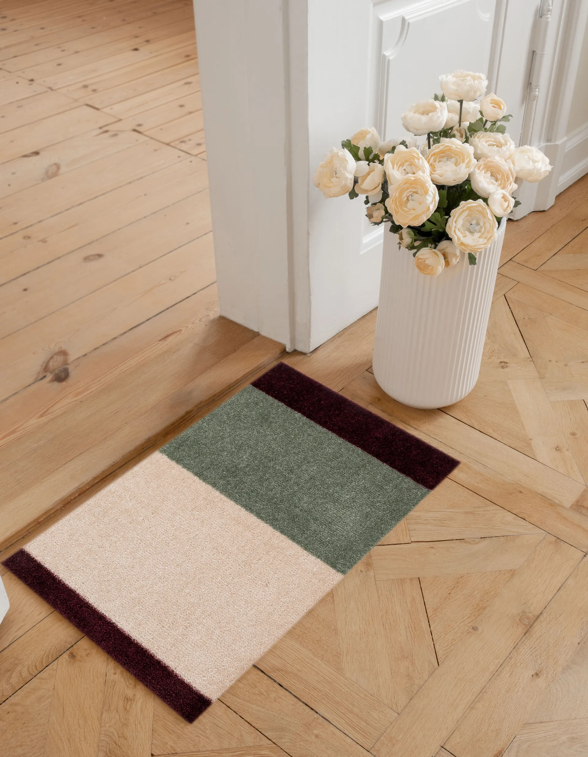 Stripes paillasson horizontal, Green-ivory-bordeaux, 40x60 cm tica copenhagen