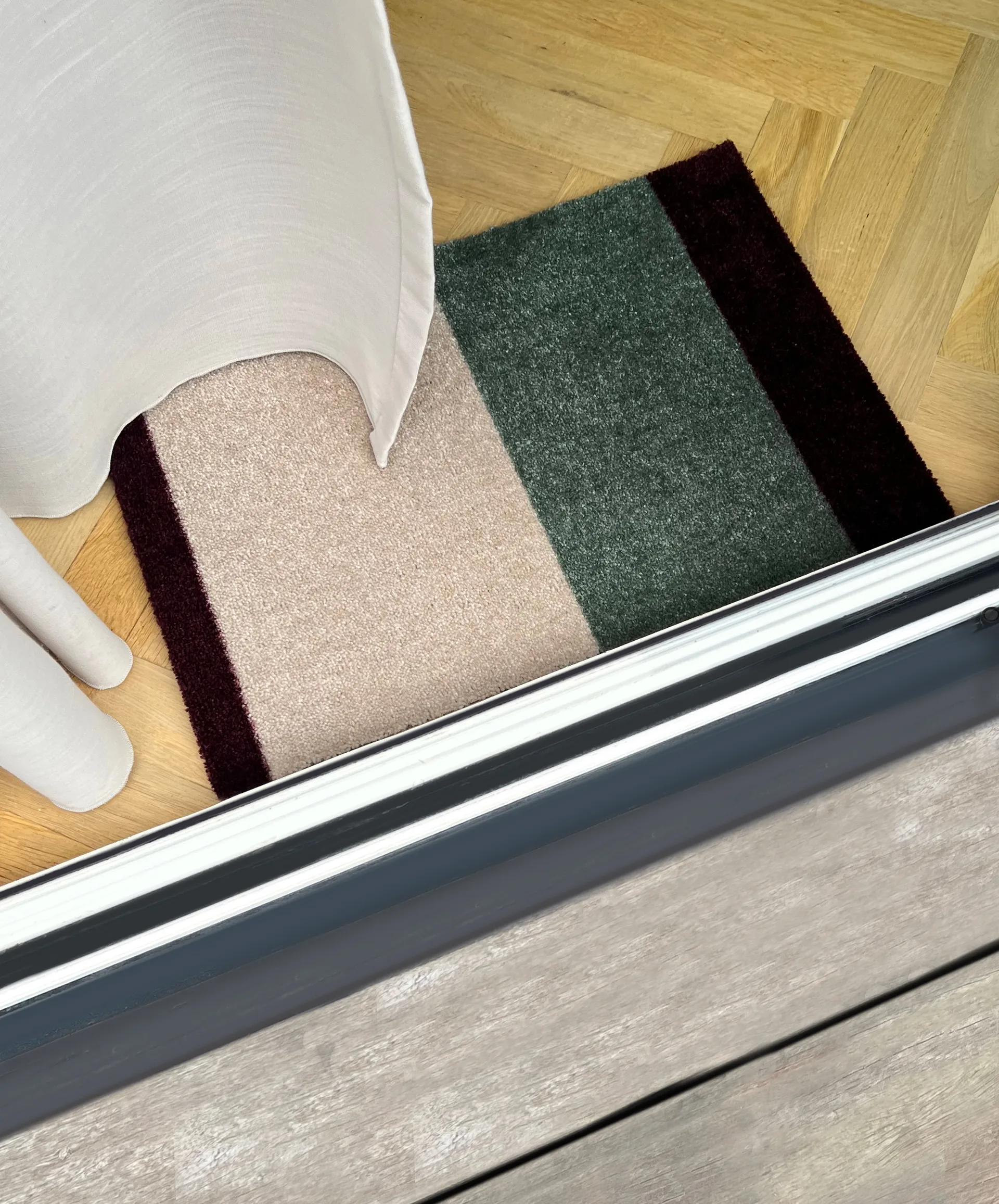 Stripes paillasson horizontal, Green-ivory-bordeaux, 40x60 cm tica copenhagen