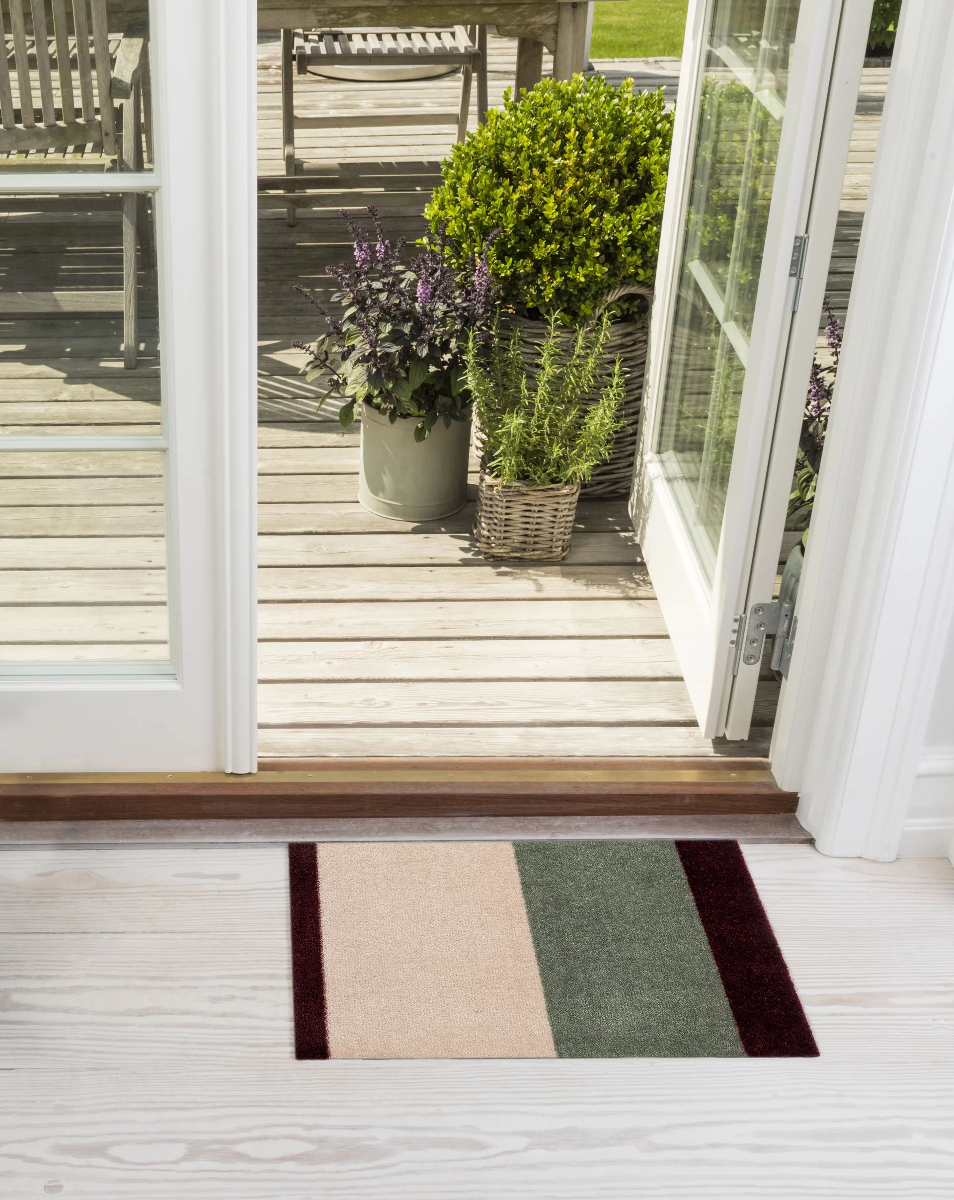 Stripes paillasson horizontal, Green-ivory-bordeaux, 40x60 cm tica copenhagen