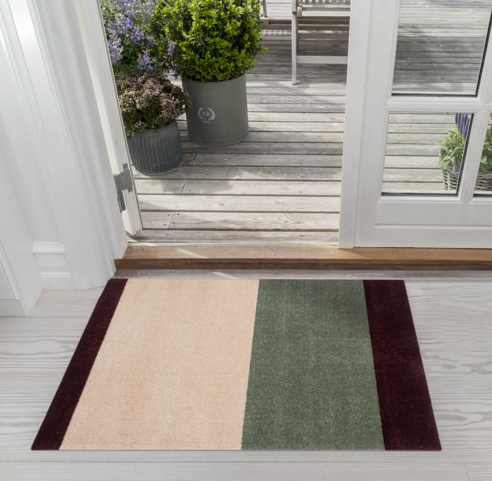 Stripes paillasson horizontal, Green-ivory-bordeaux, 60x90 cm tica copenhagen