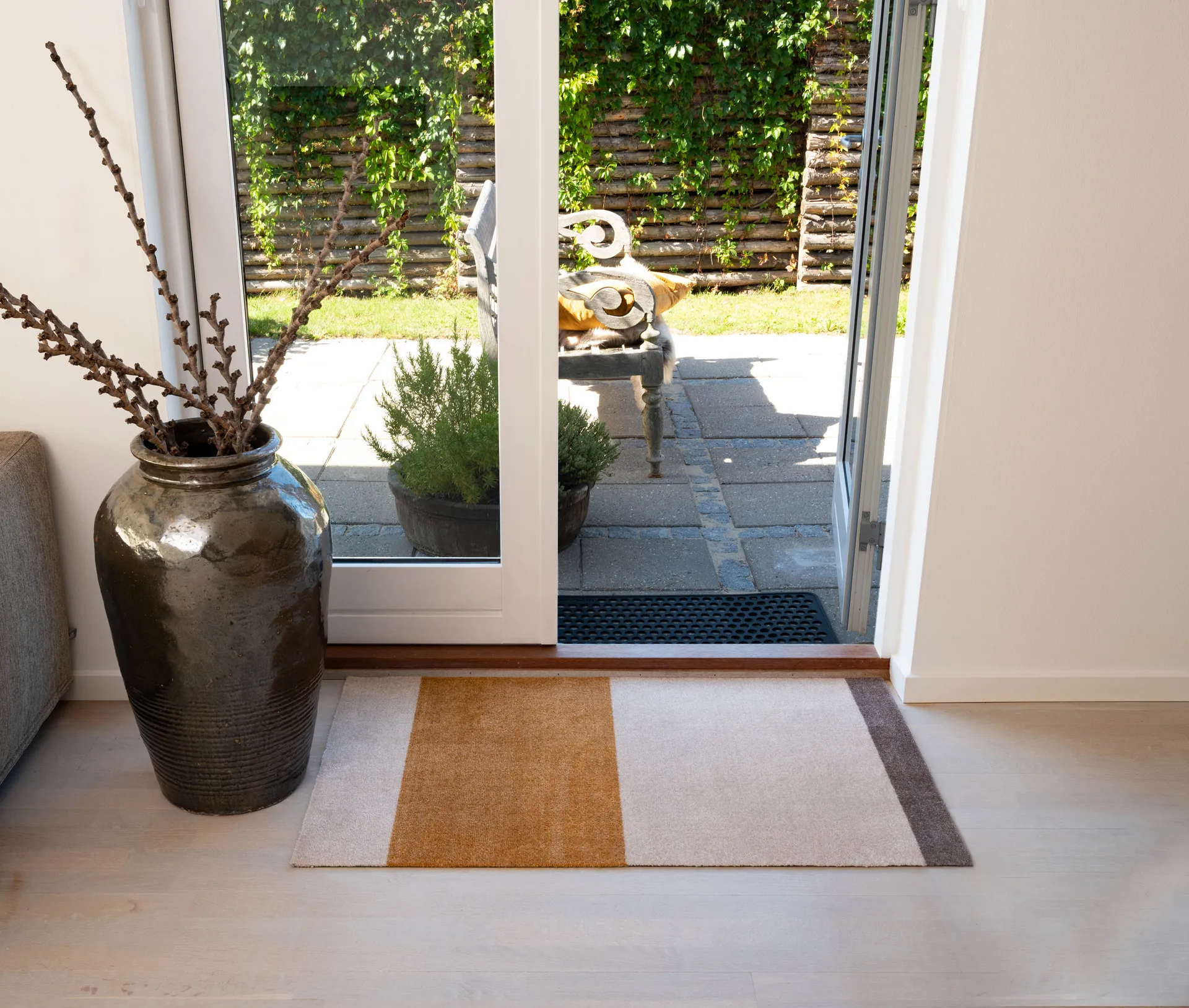 Stripes paillasson horizontal, Ivory-dijon-brown, 60x90 cm tica copenhagen