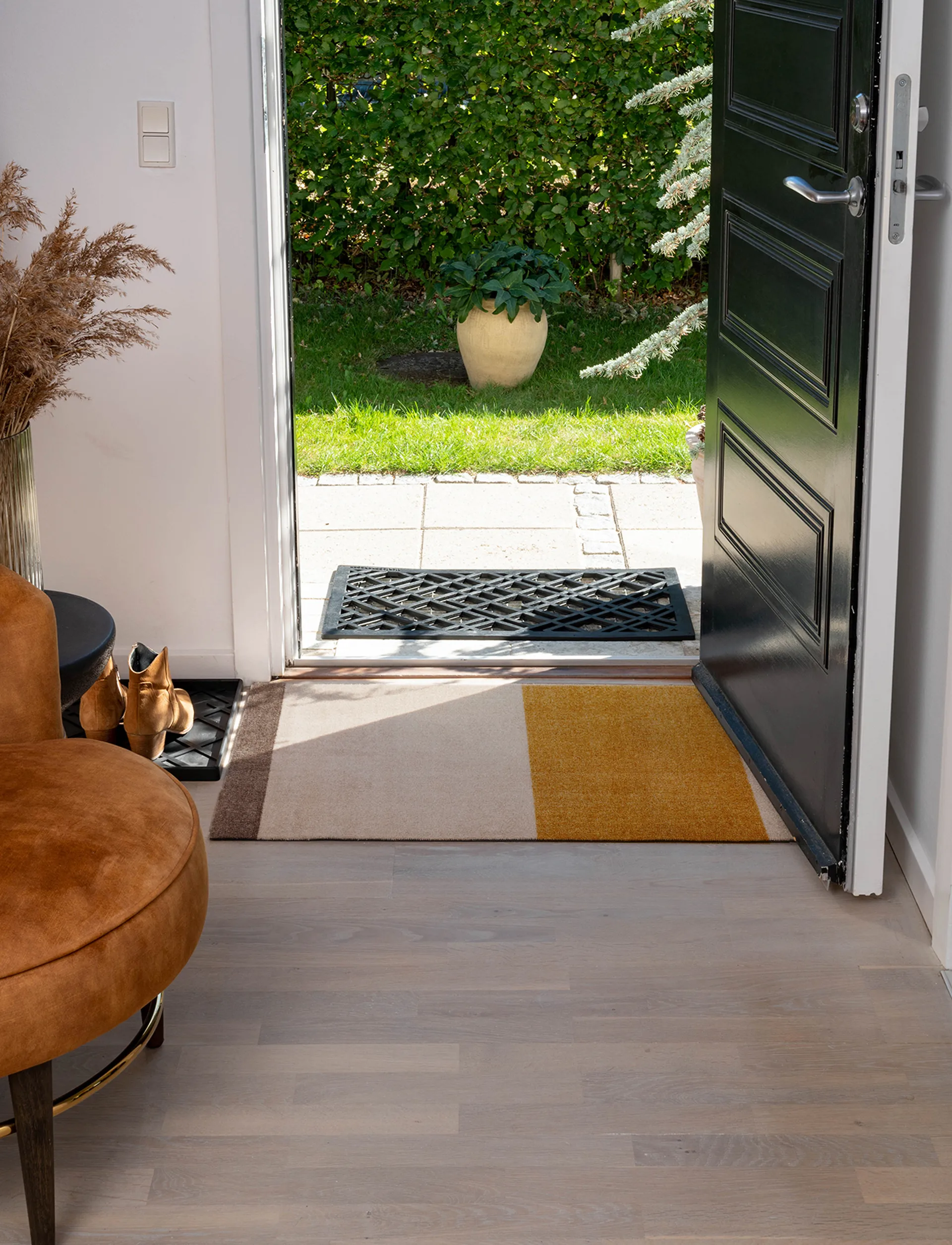 Stripes paillasson horizontal, Ivory-dijon-brown, 60x90 cm tica copenhagen