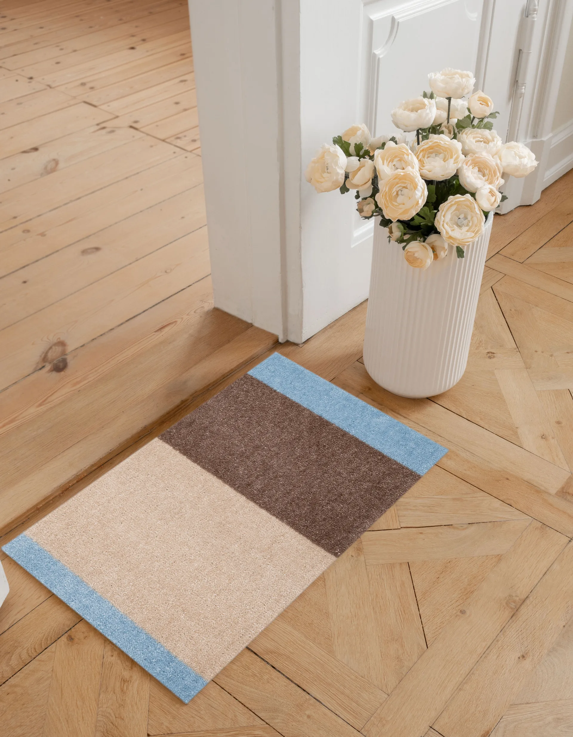 Stripes paillasson horizontal, Ivory-sand-blue, 40x60 cm tica copenhagen