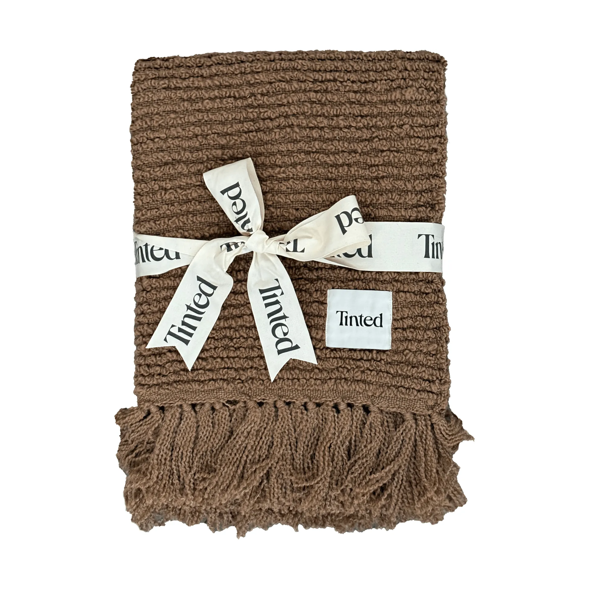 Plaid bouclé Janzen, Solid natural brown, 130x170 cm Tinted