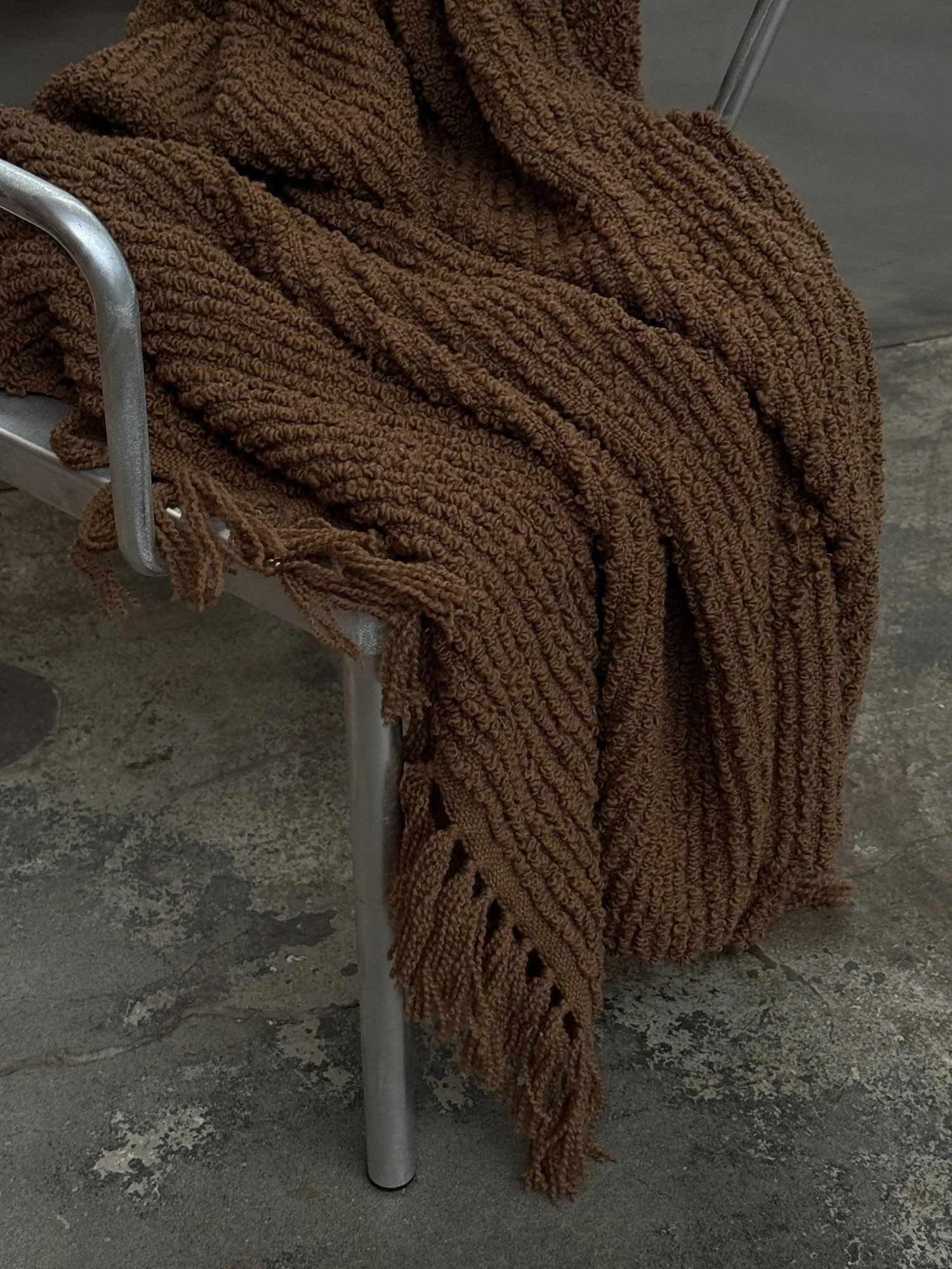Plaid bouclé Janzen, Solid natural brown, 130x170 cm Tinted