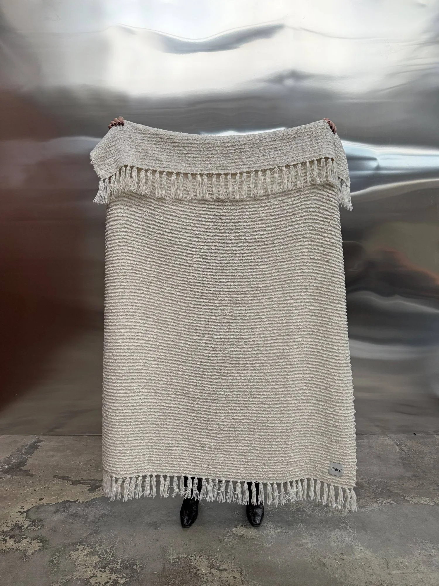 Plaid bouclé Janzen, Solid off white-natural, 130x170 cm Tinted