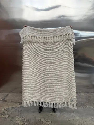 Plaid bouclé Janzen - Solid off white-natural, 130x170 cm - Tinted