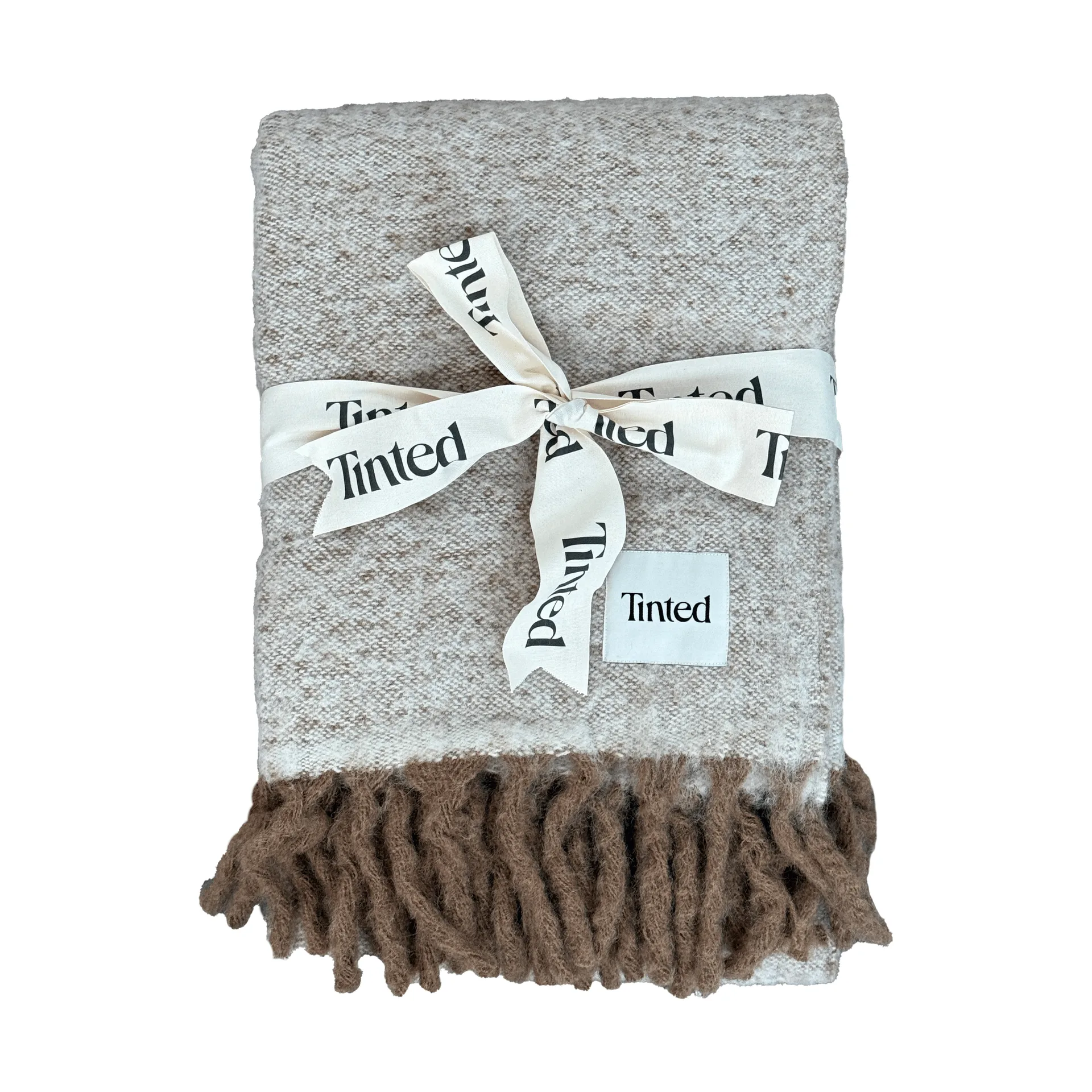 Plaid en mohair Fridh, Brown-off white, 130x170 cm Tinted