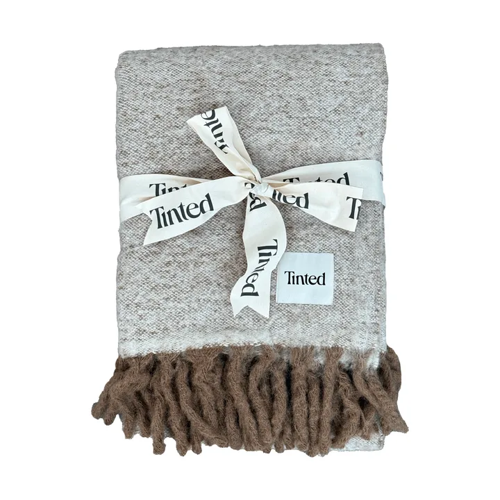 Plaid en mohair Fridh - Brown-off white, 130x170 cm - Tinted