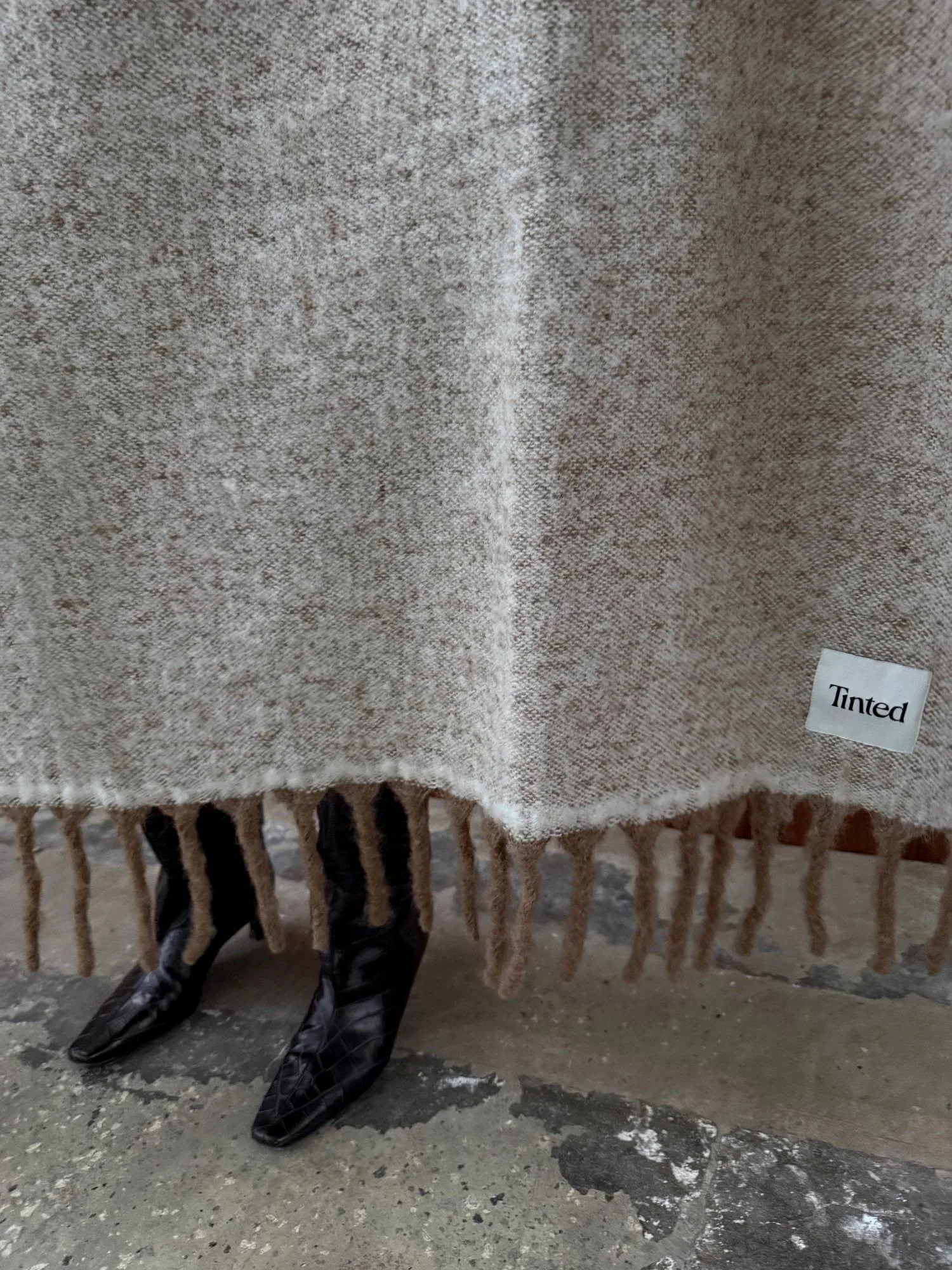 Plaid en mohair Fridh, Brown-off white, 130x170 cm Tinted