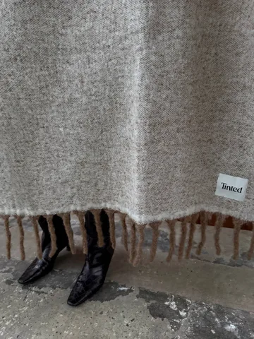 Plaid en mohair Fridh - Brown-off white, 130x170 cm - Tinted