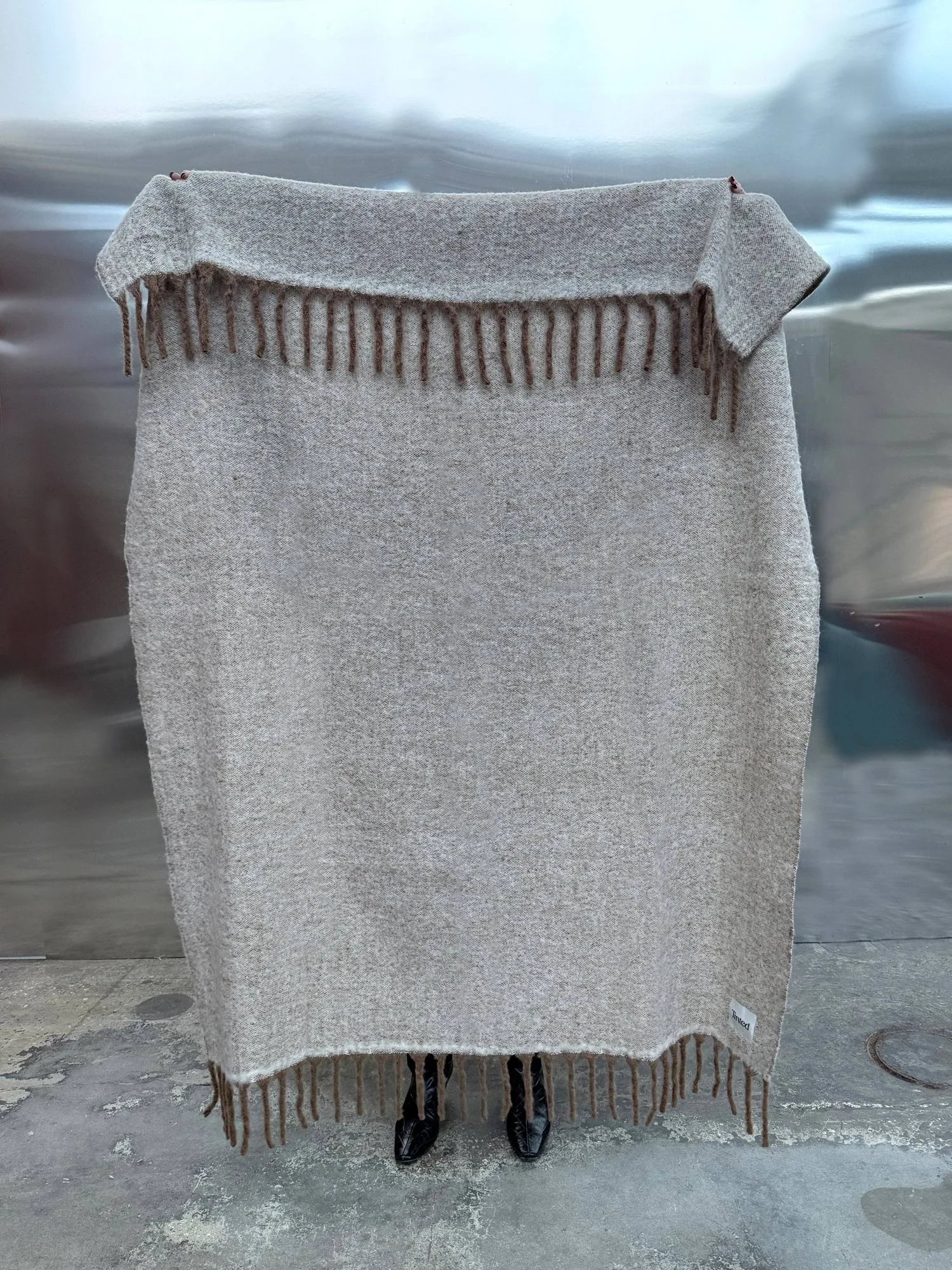 Plaid en mohair Fridh, Brown-off white, 130x170 cm Tinted