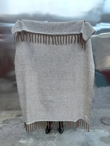 Plaid en mohair Fridh - Brown-off white, 130x170 cm - Tinted