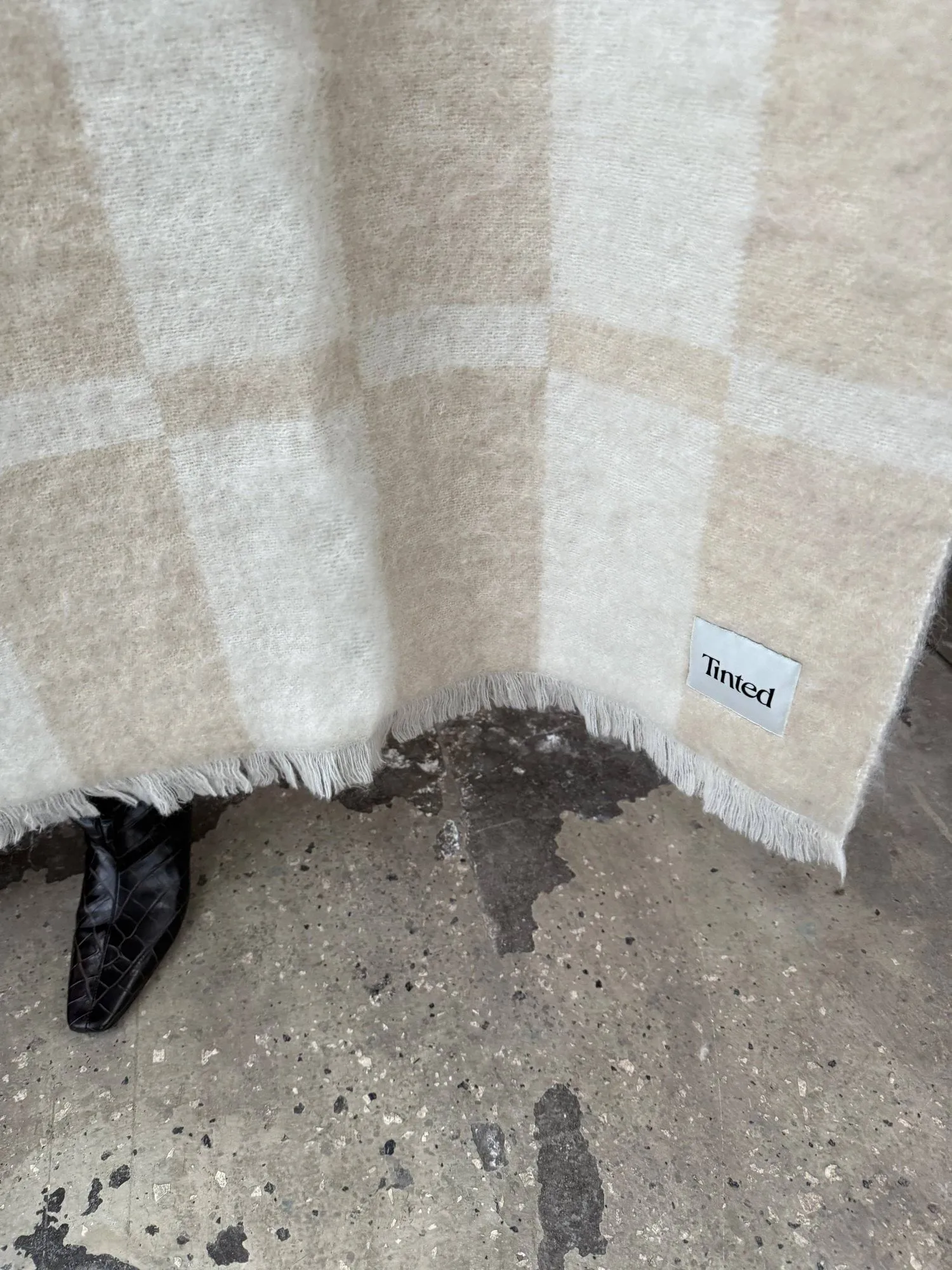 Plaid en mohair Hallin, Beige-off white, 130x170 cm Tinted