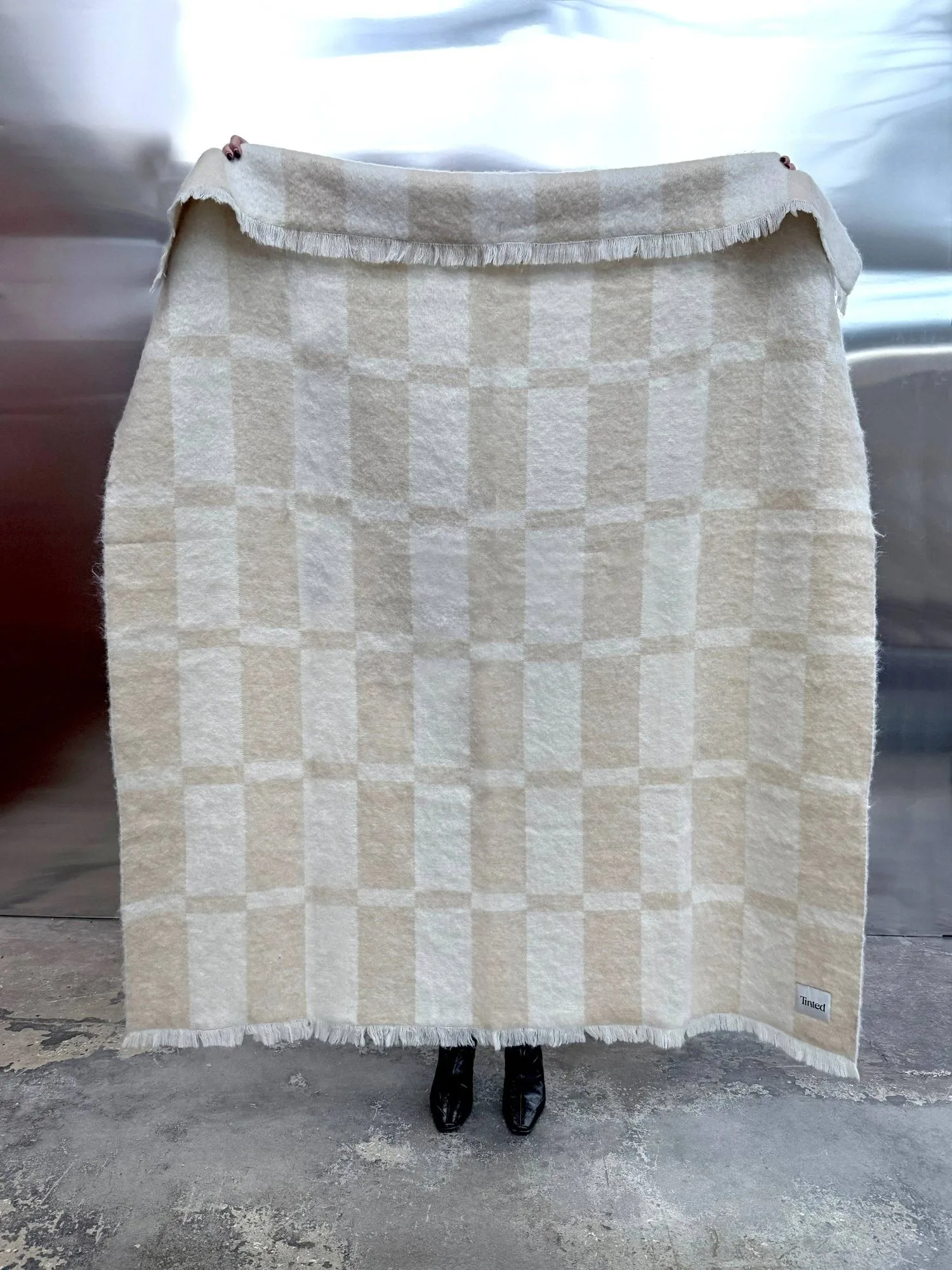 Plaid en mohair Hallin, Beige-off white, 130x170 cm Tinted