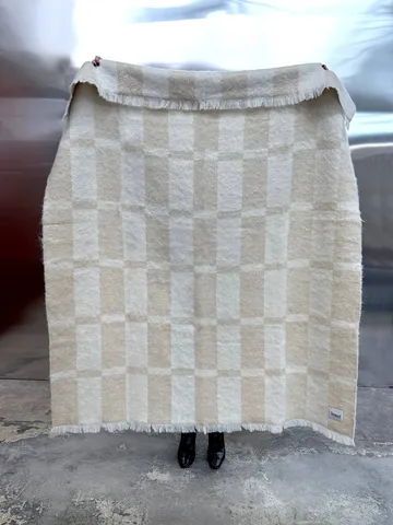 Plaid en mohair Hallin - Beige-off white, 130x170 cm - Tinted