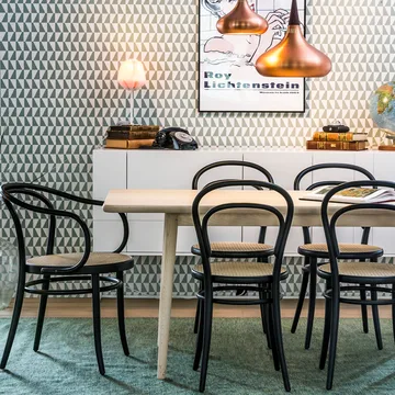 Chaise avec accoudoirs Ton no.30 assise en rotin - TON