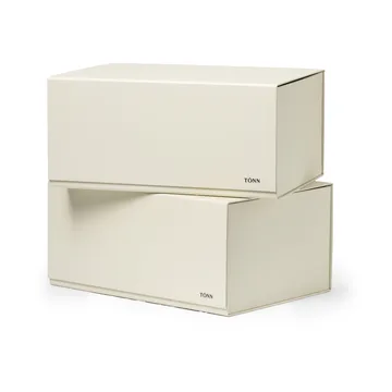 Boîte de rangement Pac box - Blanc cassé, moyen 30×13,5×22 cm, Lot de 2 - TÔNN furniture