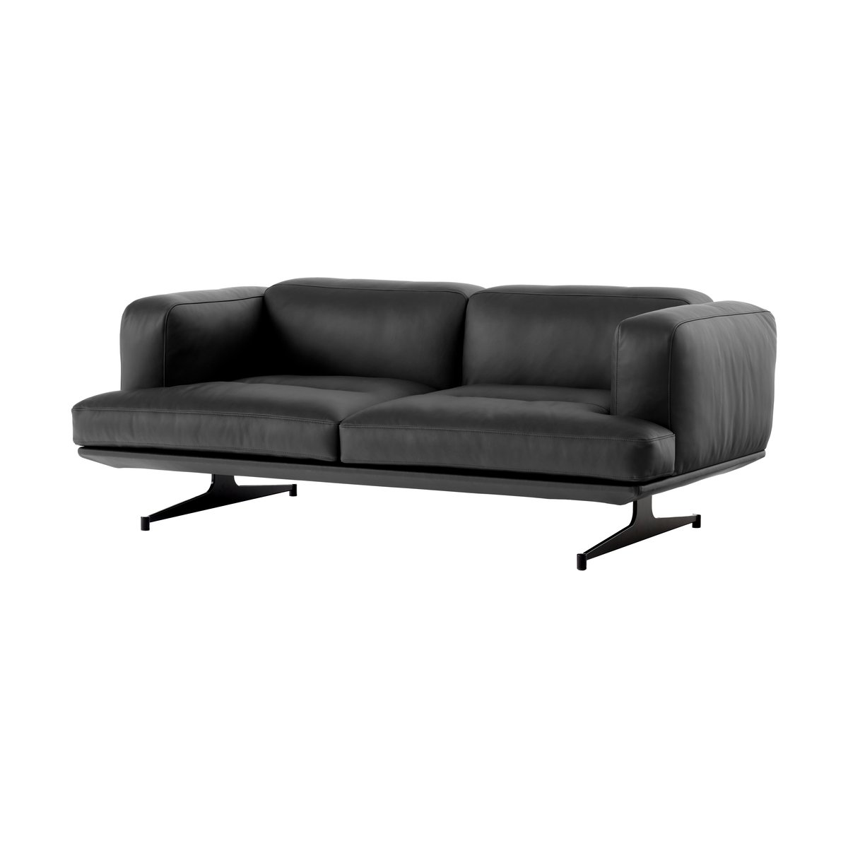 &Tradition Canapé 2 places Inland AV22 Noble cuir noir - noir chaud